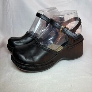 Lower East Side Black Platform Mary Jane Wedge Shoes Whipstitch Y2K Womens 6.5